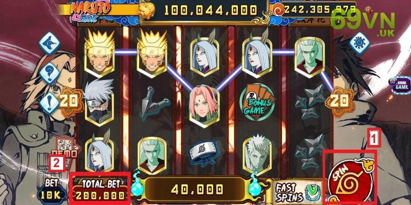 Quay Slot Naruto giúp người chơi có thể ẵm giải hàng chục, hàng trăm triệu đồng